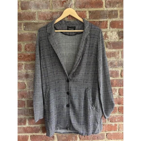 Reformation Black & White Glen Plaid Blazer Button-Up Longline Blazer Size 2 - Picture 5 of 13